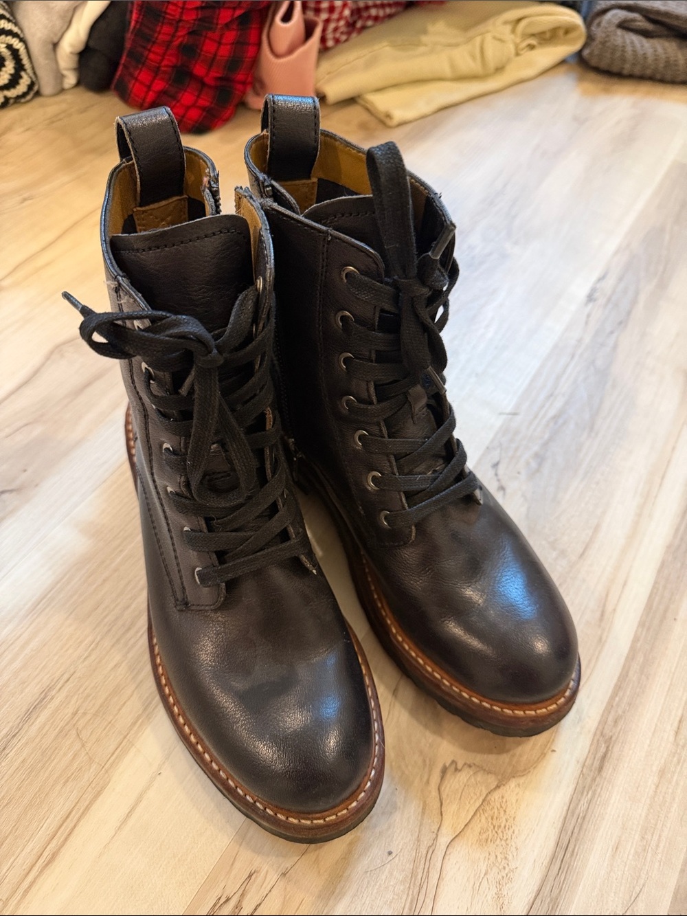 Frye Leather Lace-Up Combat Boots